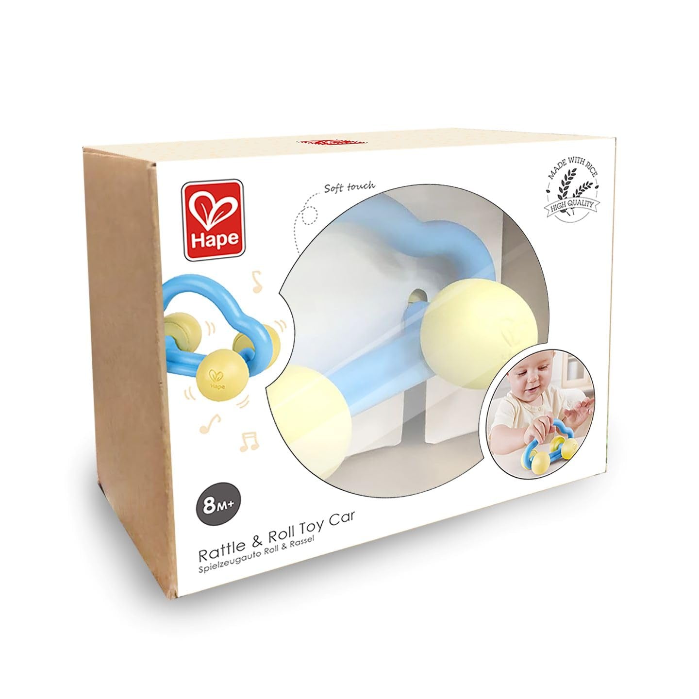 Hape Roll- und Rasselspielzeugauto, Babyspielzeug Bebe Naty Shop Toys
