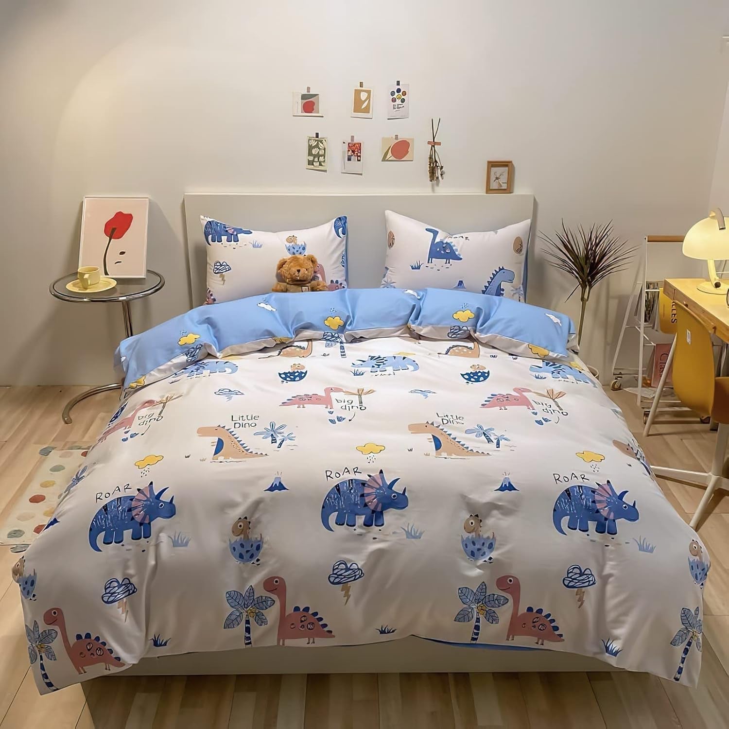 Bettwäsche für Kinder, Jungen, mit verschiedenen Mustern, 100 % Baumwolle. Bettwäsche – Kinder, Naty Shop, Weiß, mit Buntstiftzeichnung, 100 x 135 cm