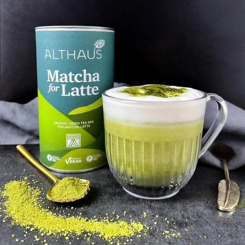 Matcha für Latte Grünteemischung mit Rohrzucker, 400g, vegan, für 20 Portionen