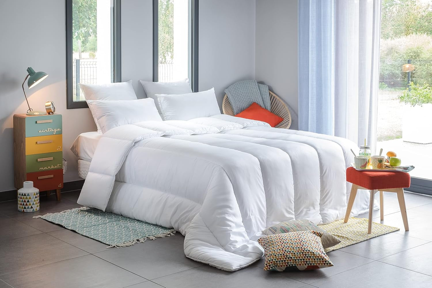 Blanrève – Serenité-Steppdecke – Behandlung gegen Hausstaubmilben – gehärtetes 300 g/m² – 140 x 200 cm – für Einzelbett – maschinenwaschbar, weiß Naty Shop Steppdecken und Steppdecken 140 x 200 cm