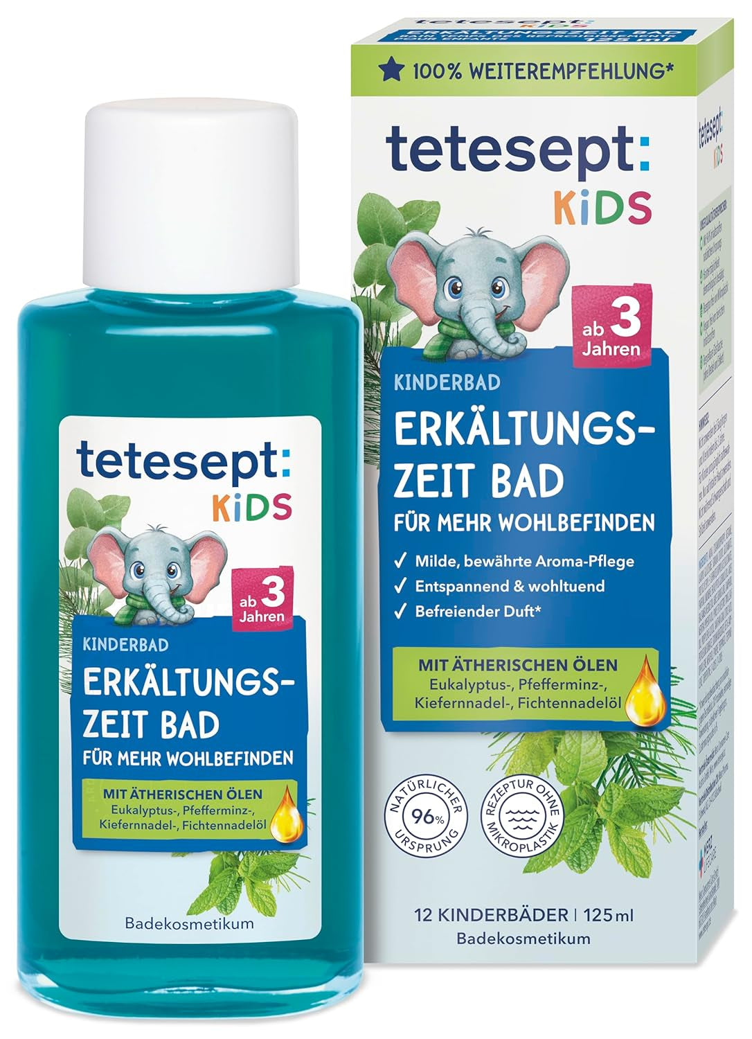 Tetesept Kids Cold Time Bath – Kinderbadezusatz für die kalte Jahreszeit mit 4 ätherischen Ölen, entspannend und wärmend, 125 ml Naty Shop