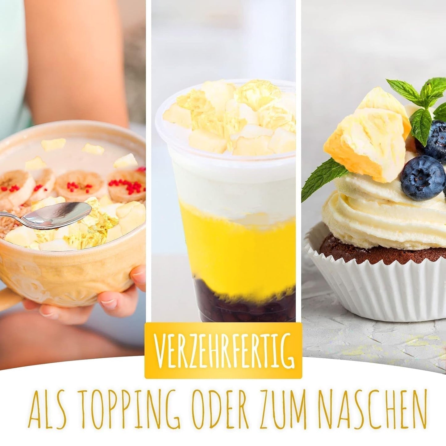 Gefriergetrocknete Ananas 250g, große Stücke, gefriergetrocknete Früchte in Scheiben, ungesüßt, fruchtige Ananasstücke, getrocknete Ananas Dehydrierte Produkte Naty Shop