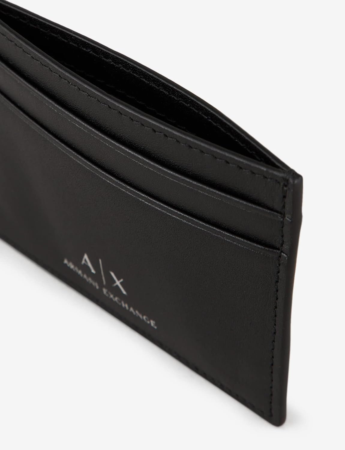 Armani Exchange Herren-Reiseaccessoire aus glattem Leder mit Logo – Kartenetui-Hülle, schwarze Herren-Geldbörse Naty Shop