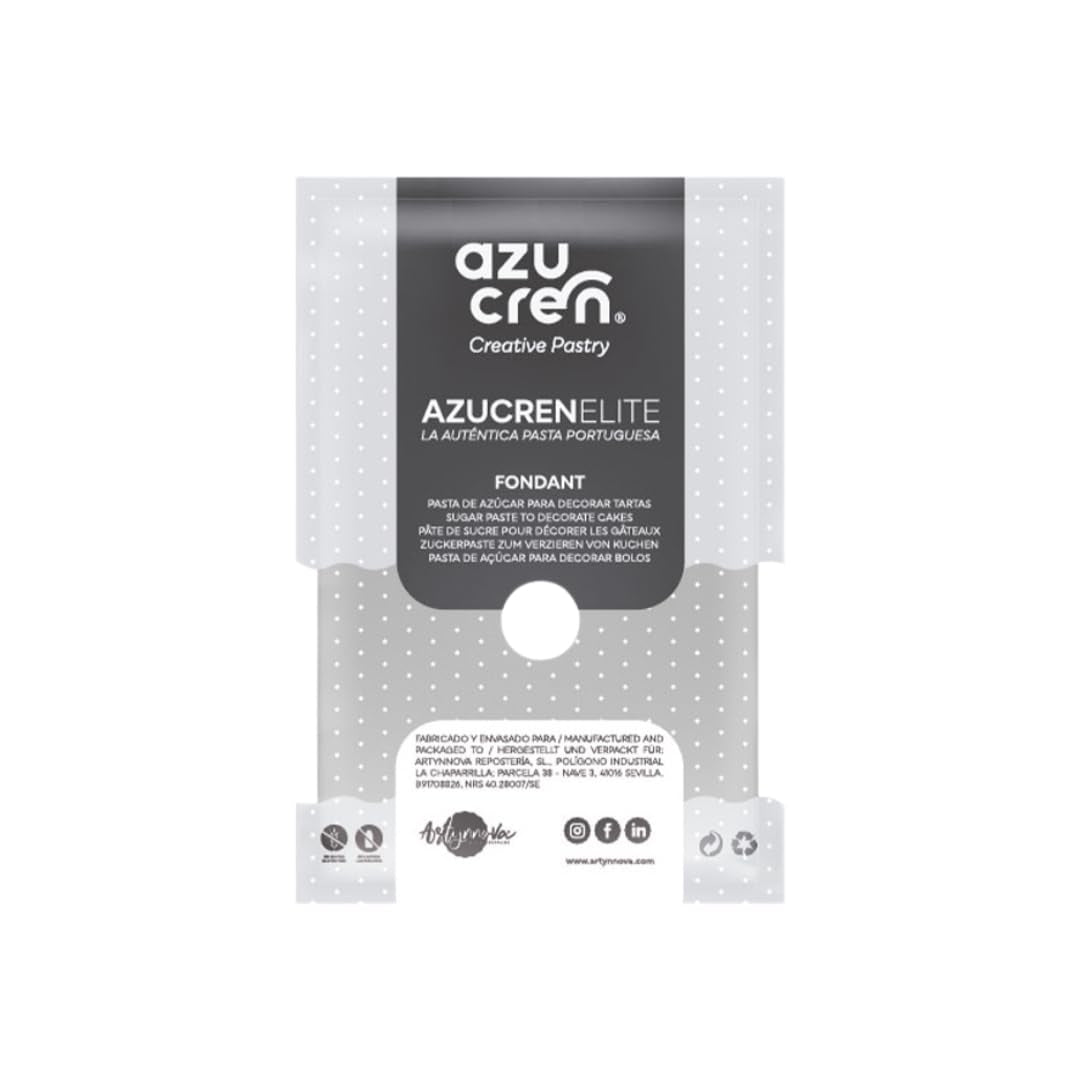 Azucren, Rollfondant, Grauer Rollfondant, einfach zu verwenden, glatt, flexibel, weich und biegbar, perfekt zum Dekorieren von Kuchen, Halal, koscher, glutenfrei, Zitronengeschmack (250 g). Naty Shop Zuckerpaste 250 g