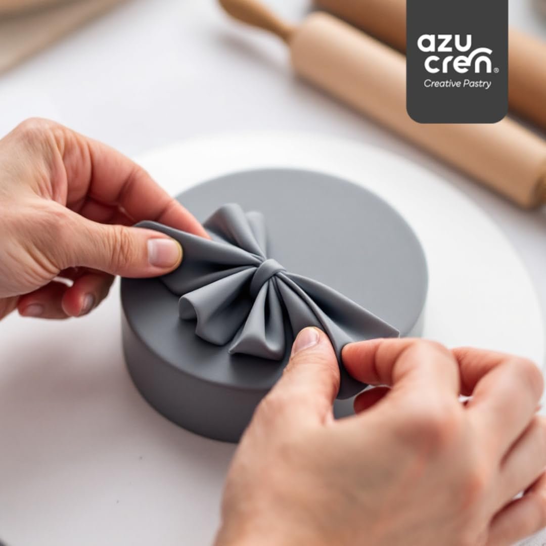 Azucren, Rollfondant, Rollfondant grau, einfach zu verwenden, glatt, flexibel, weich und biegbar, perfekt zum Dekorieren von Kuchen, Halal, koscher, glutenfrei, Zitronengeschmack (250 g) Naty Shop Zuckerpaste