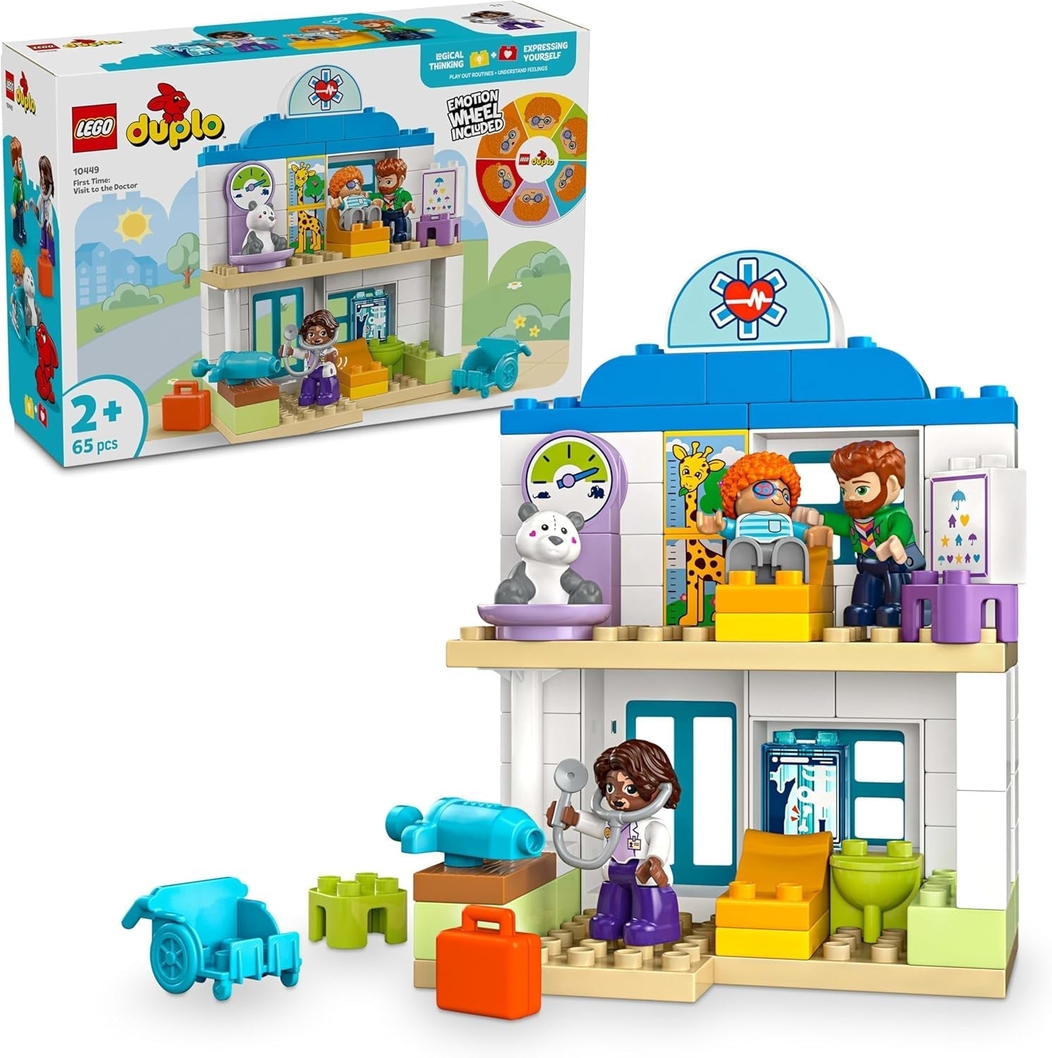 LEGO DUPLO Town Erster Besuch beim Arzt, Bauspielzeug, Spielset zur Förderung der Feinmotorik, Geschenk für Kleinkinder ab 2 Jahren, Lernspielzeug, Krankenhaus-Rollenspiel 10449 Bausets Besuche den LEGO-Store Standardtitel