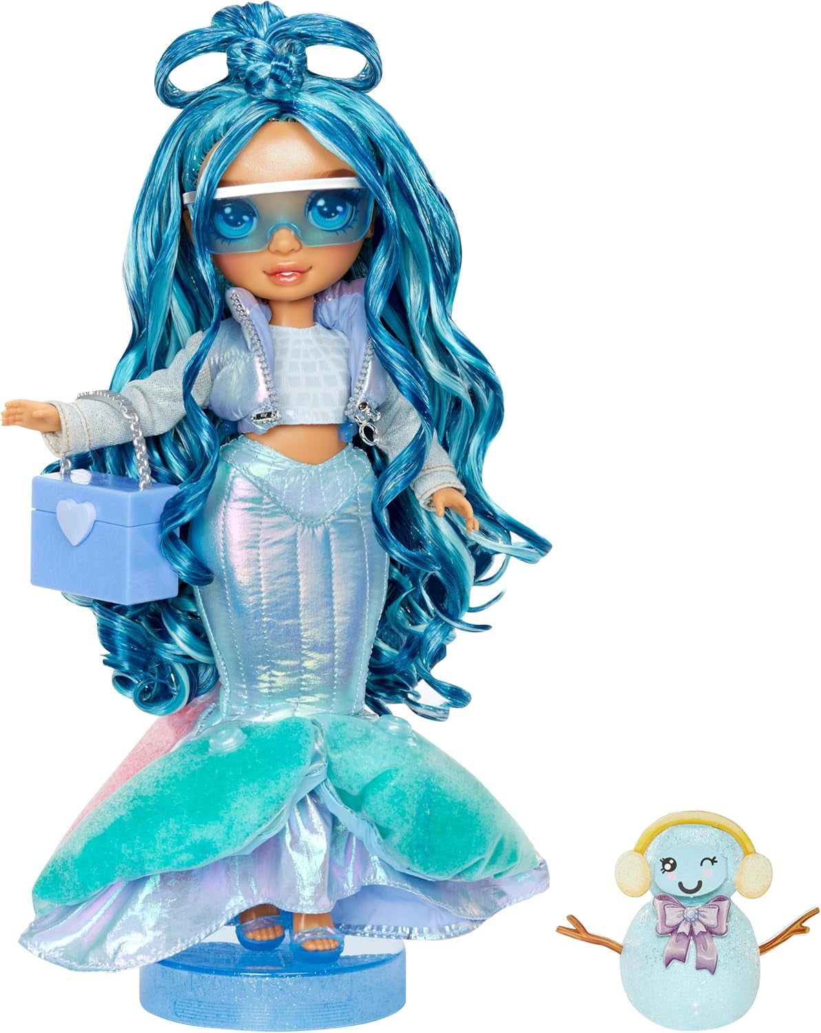Rainbow High Winter Wonderland – Skyler (blau) – 28 cm große versteckte magische wasserspeichernde Schnee-Modepuppe mit Schneemann-Set, geeignet für Kinder im Alter von 4–12 Jahren und Sammler, Naty Shop Dolls