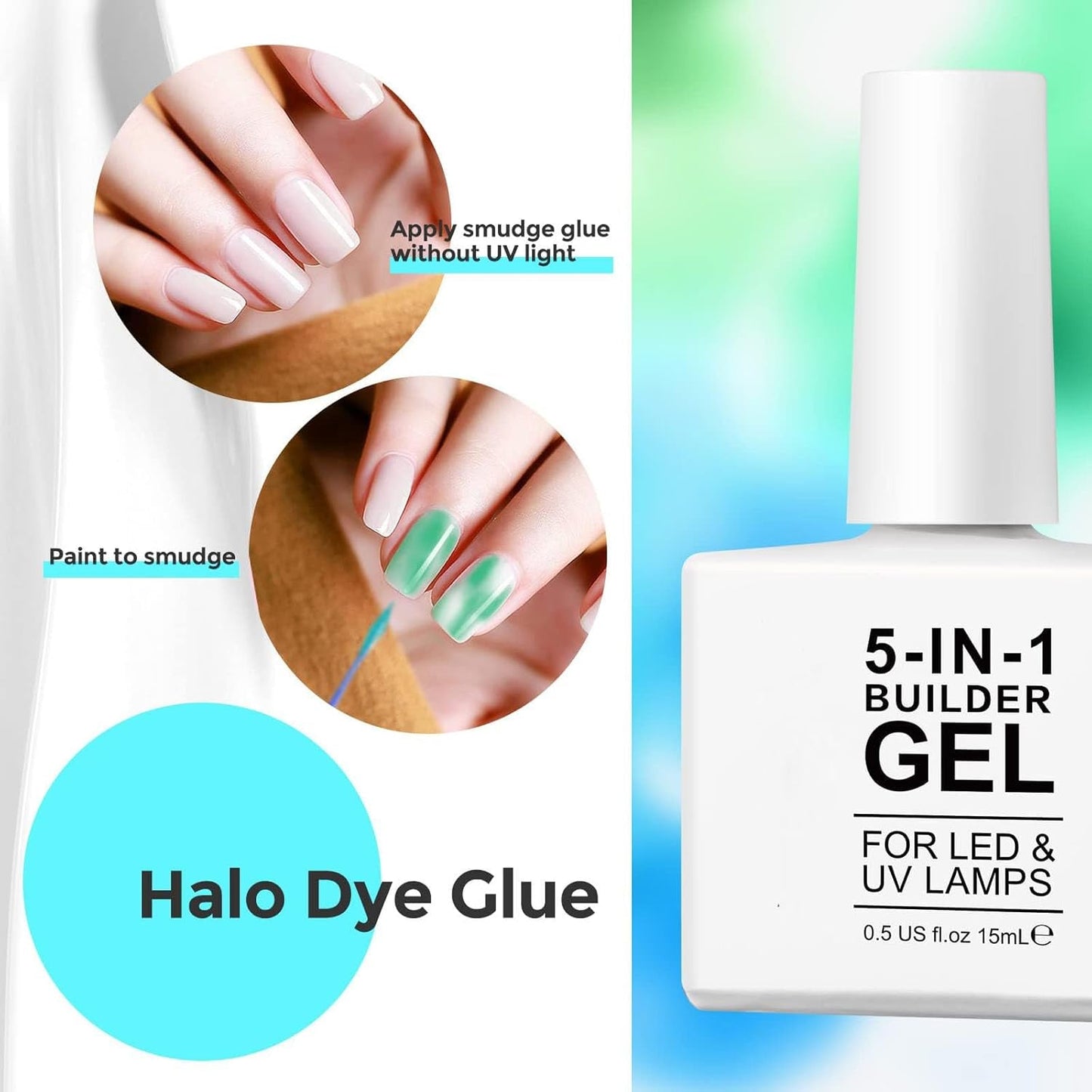 Builder 5 in 1 Aufbaugel 15 ml, Nagelaufbaugel, Nagelaufbaugel, UV/LED-Nagelverlängerungs-Nagellack, Verlängerungen, Nagelkunst, Aufkleber, Gel, Nagelaufbaugel (weiß)