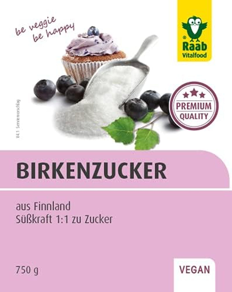 Raab Vitalfood Premium Birkenzucker, Xylit, Vegan, 1:1 Zucker-Alternative, Süßungsmittel, Zahnfreundlich, Vorratspack, 750 G Süßstoffe Naty Shop