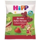 HiPP Mini Erdbeer-Himbeer-Haferherzen (12 x 40g), ab 1 Jahr, Bio-Snack-Herz, reich an Getreide und Ballaststoffen, nur aus Früchten gesüßt, in bester Bio-Qualität