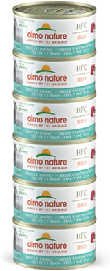 Almo Nature HFC Jelly – Nassfutter für erwachsene Katzen – Forelle und Thunfisch – menschliche Qualität, glutenfrei – 6 x 70 g