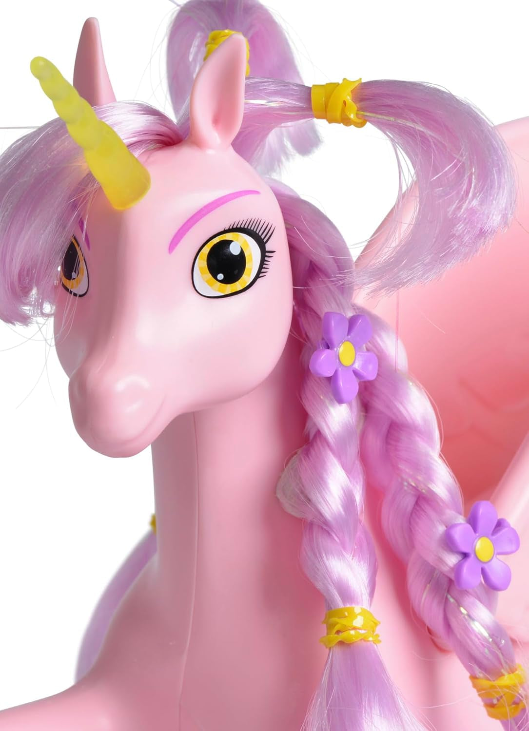 Simba 109480092 - Mia and Me Einhorn Kyara, mit beweglichen Flügeln, Haarspangen und Stylingbürste, 20 cm, ab 3 Jahren, rosa