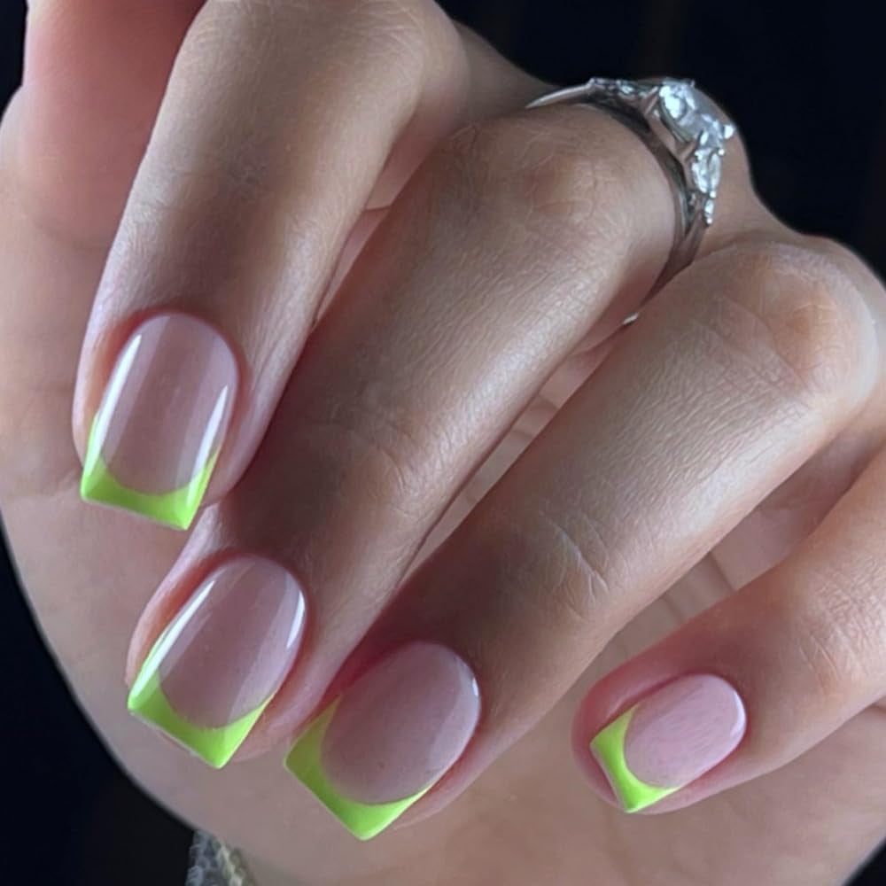 Lange French Tips Gold Glitzer Kleber auf langen quadratischen Nägeln Glitzer French Tip Falsche Nägel Set Quadratische künstliche Nägel für Frauen 24 Stück