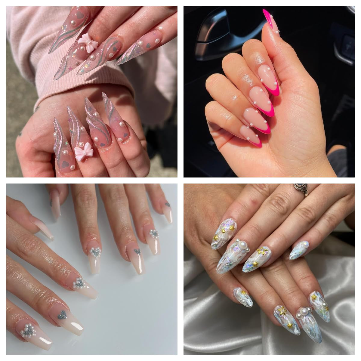 GZMAYUEN Nail Art Perlen Micro Caviar Für Nägel, 0.3-3Mm Goldene Silber Mini Caviar Strasssteine, Weiß Beige Mini Nägel Perlen Mikroperlen Dekor Für Nägel