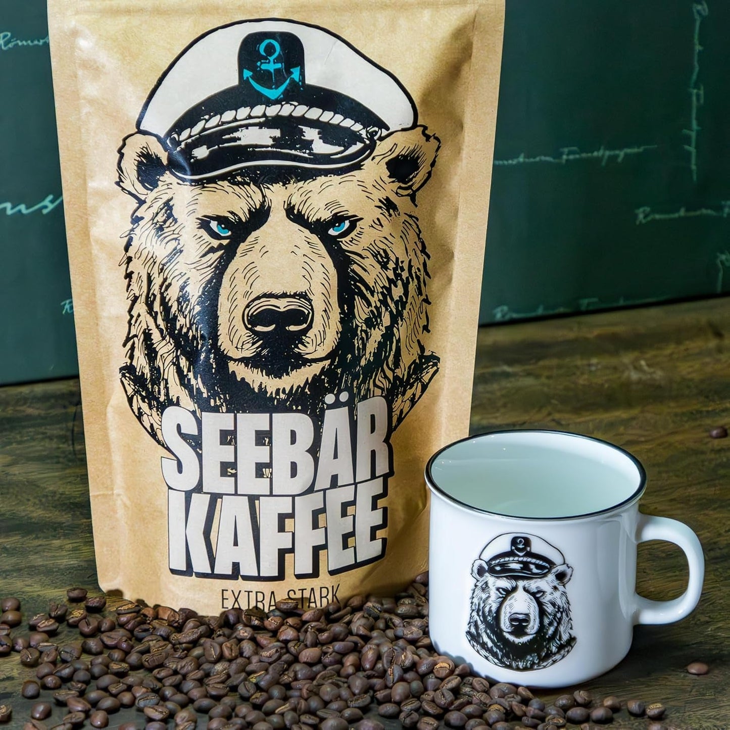 SEEBÄR KAFFEE - Extra starke Kaffeebohnen - 500g - Niedriger Säuregehalt und intensives Aroma - Ganze Bohnen für Kaffeevollautomaten, Espresso und French Press - Hoher Koffeingehalt und niedriger Säuregehalt