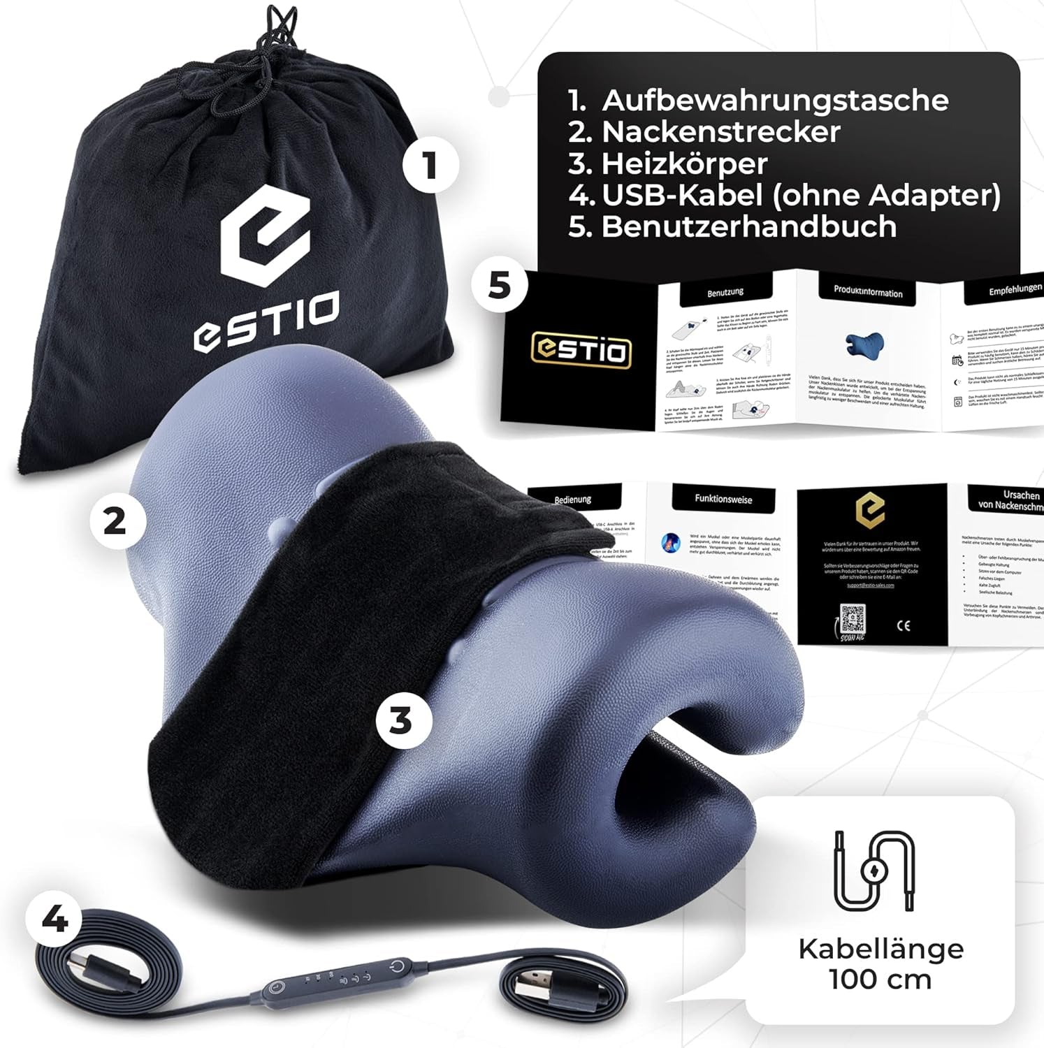 Nackendehner mit Wärme, Nackendehner gegen Nackenschmerzen, Nackendehner gegen Kopfschmerzen, bewölkter Hals für Nackendehnung, orthopädische zervikale orthopädische Kissen Naty Shop