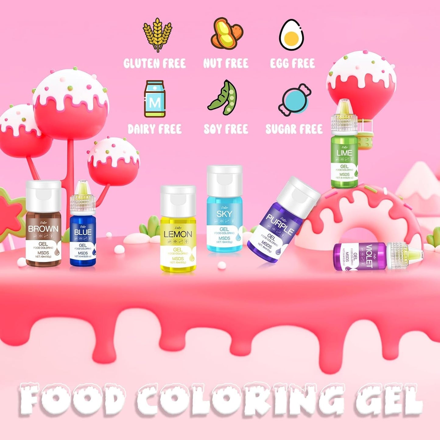 Gel-Lebensmittelfarbe – 100 ml, Gel-Lebensmittelfarbe für Kuchen, Backen, Kekse, Makronen – konzentrierte zuckerfreie Lebensmittelfarbe für Kuchendekoration, Getränke, Ostereier, DIY Schleim (weiß)