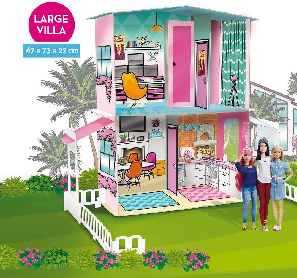 Lisciani – BARBIE-Puppenhaus – Barbie-Traumvilla auf zwei Etagen – 3D-Haus zum Bauen, Dekorieren und Gestalten – kreatives Bastel- und Konstruktionsspielzeug für Kinder ab 4 Jahren. Puppenhäuser Naty Shop