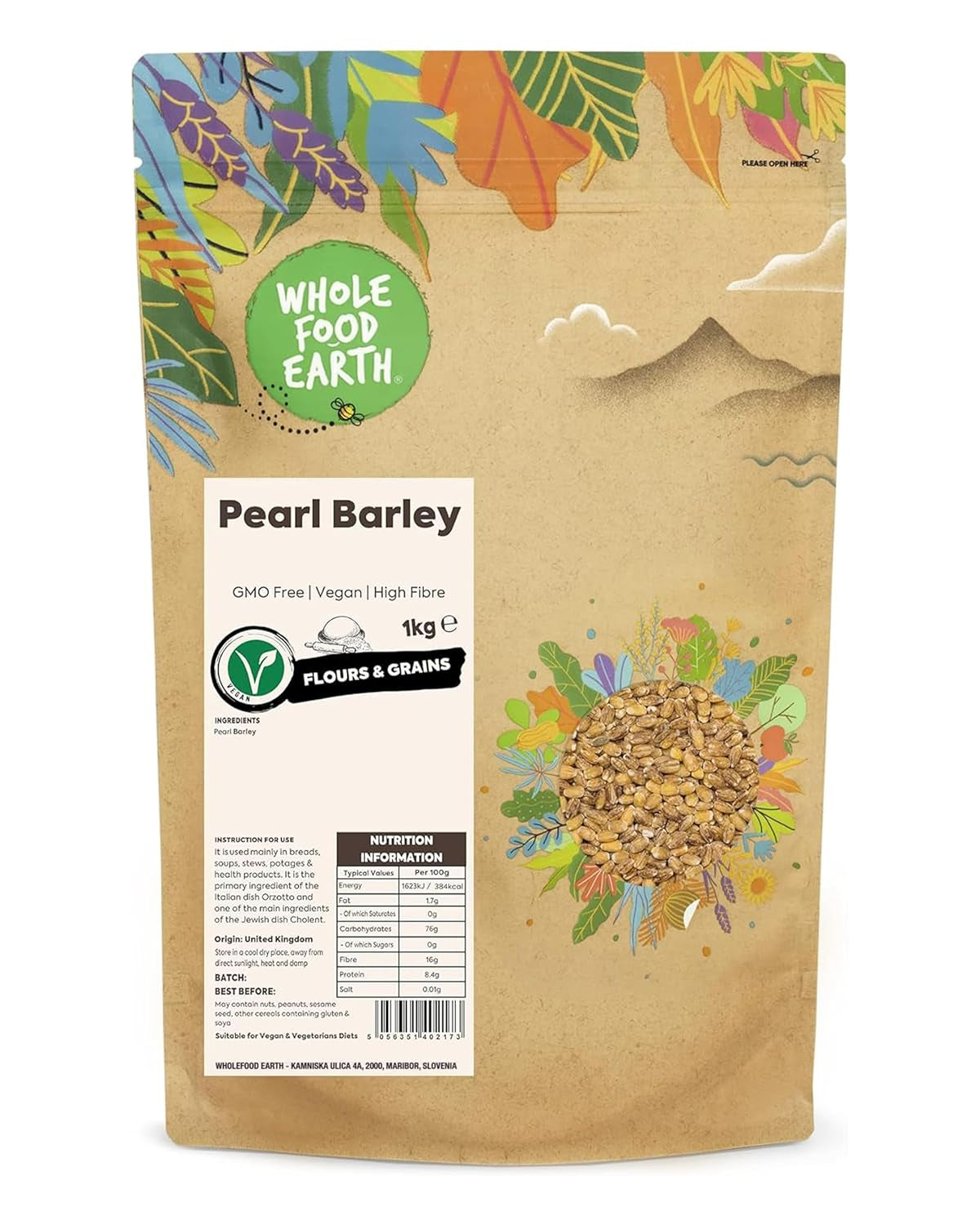 Wholefood Earth Graupen – gentechnikfrei – vegan – milchfrei – ohne Zuckerzusatz, 2 kg