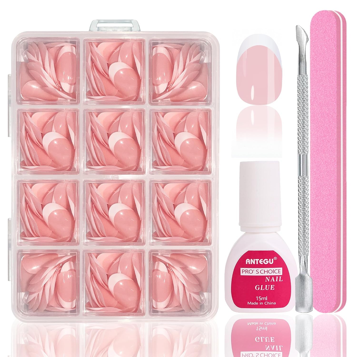 Ballerina-Kunstnägel-Set – 240-teiliges zartes Flieder-Rosa-Kunstnägel-Set, vollflächiger Kleber auf Kunstnägeln, Set mit künstlichen Nagelspitzen für Maniküre und Nagelkunst für Frauen und Mädchen (Lavendelrosa)