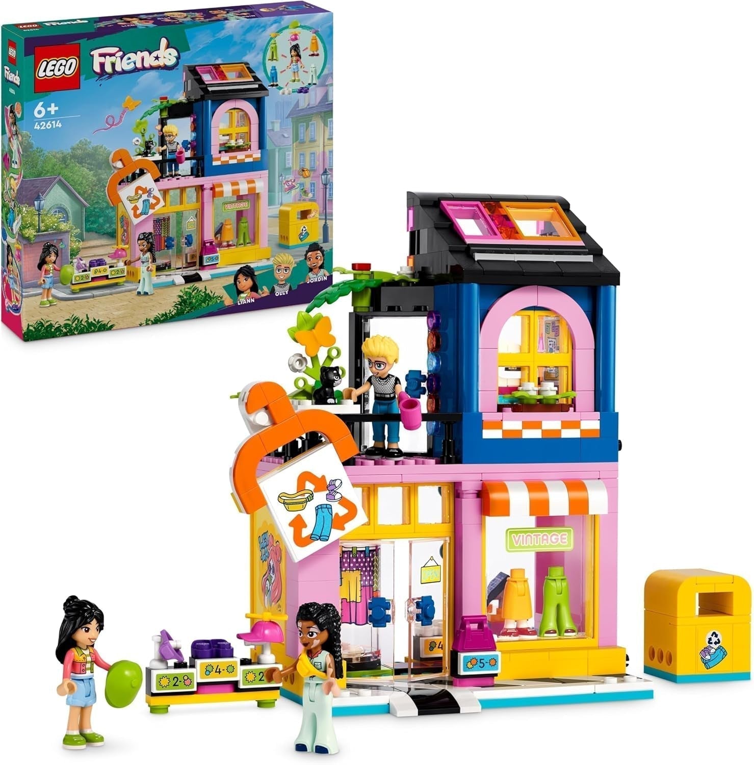 LEGO Friends Vintage Fashion Store Bauset für Kinder mit Spielzeugladenfiguren und Katzenmodell für sozio-emotionale Entwicklung Rollenspielgeschenk für 6-jährige Mädchen und Jungen 42614 Bausätze Besuchen Sie den LEGO-Store Single