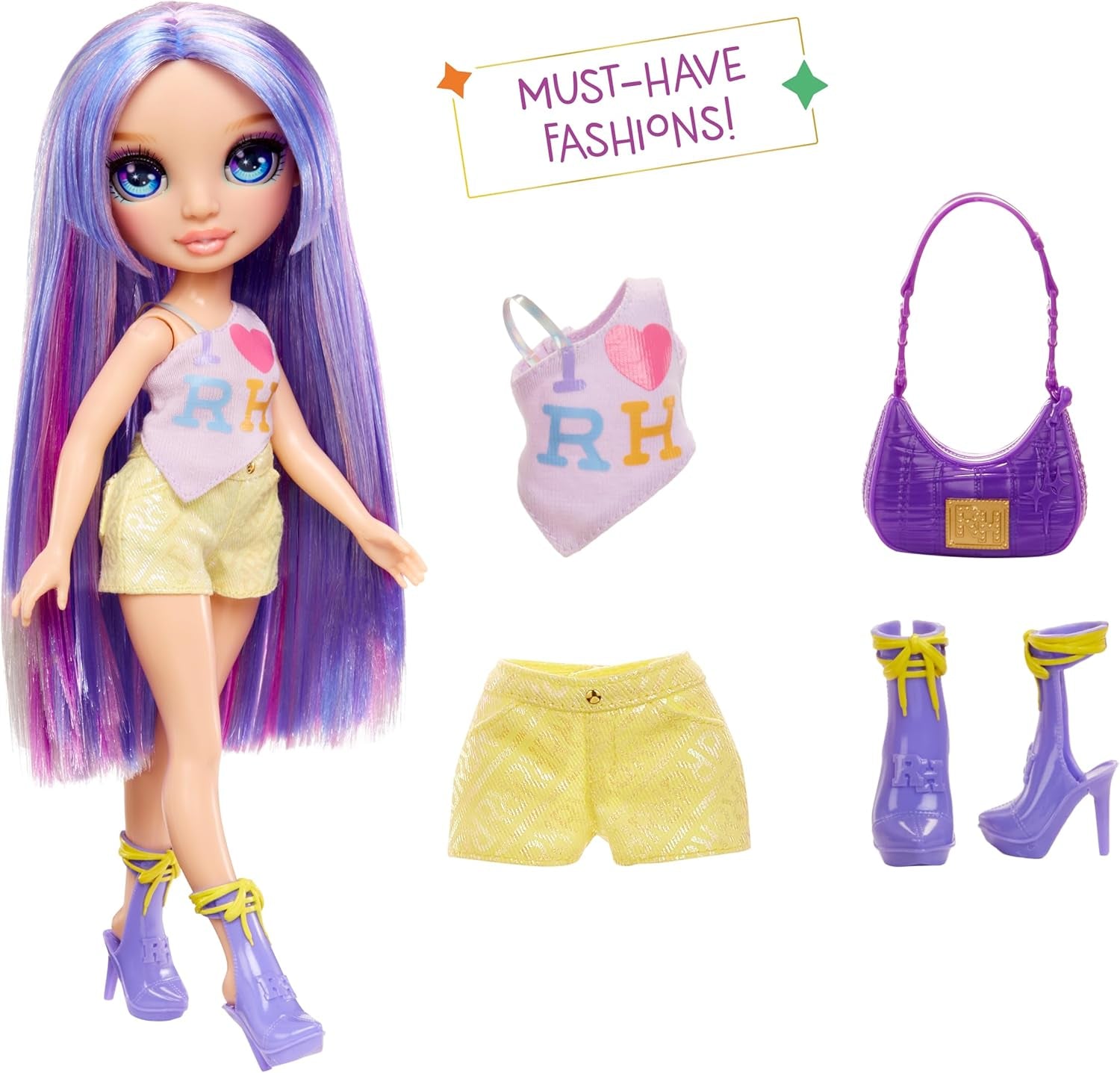 Rainbow High My Fashion Style Puppe – Lila – 28 cm Lila Modepuppe mit attraktivem Outfit und stylischer Tasche, zum Spielen, Posieren, Sammeln, für Kinder von 4–12 Jahren