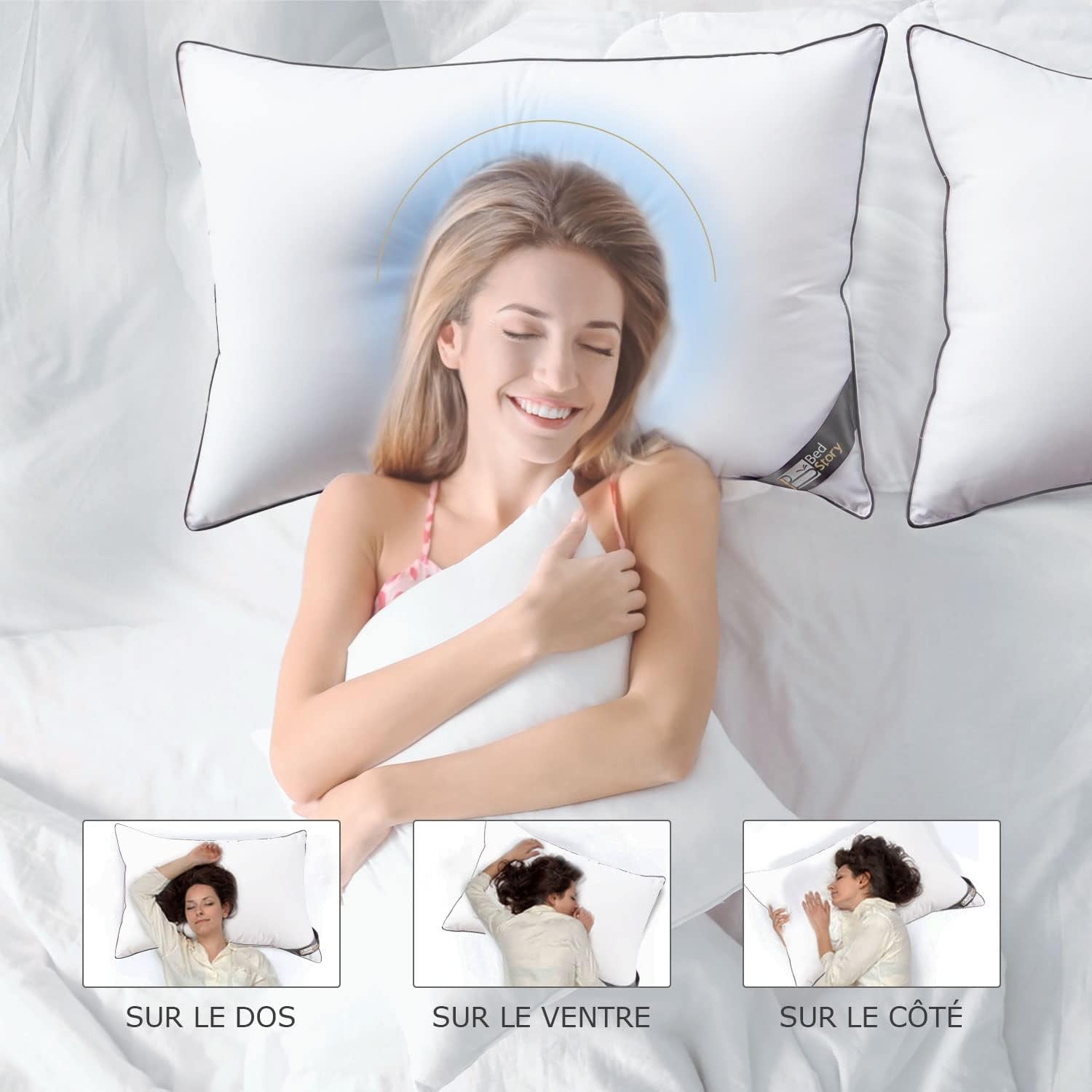 Bedstory-Kissen, 50 x 70 cm, 2 Stück, bissfest, schweißatmend, hypoallergen, Füllung: 100 % Polyesterfaser, ultra-bequem und weicher Komfort und hervorragende Unterstützung. Naty Shop Standard-Kissen