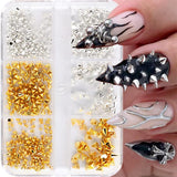 Mini Metall Nieten Punk Nail Charms Gold Silber Strasssteine ​​​​Nägel Charm Kegel Spikes Nagelschmuck Glitzersteine ​​​​Nail Art Studs Nagel Steine ​​​​Legierung Nagelanhänger Rhinestones Nageldesign Zubehör
