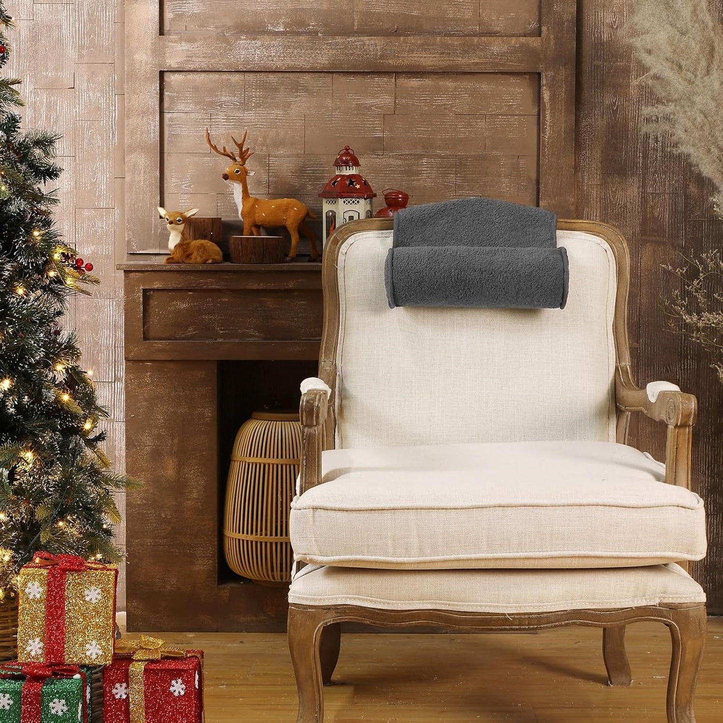 Nackenkissen für Liegesessel, Plüsch, verstellbares Kissen, Nackenrolle, rutschfestes Fleece, Sofa, Nackenkissen für Reisen, Zuhause, Liege, Sofa, Sessel (Dunkelgrau)