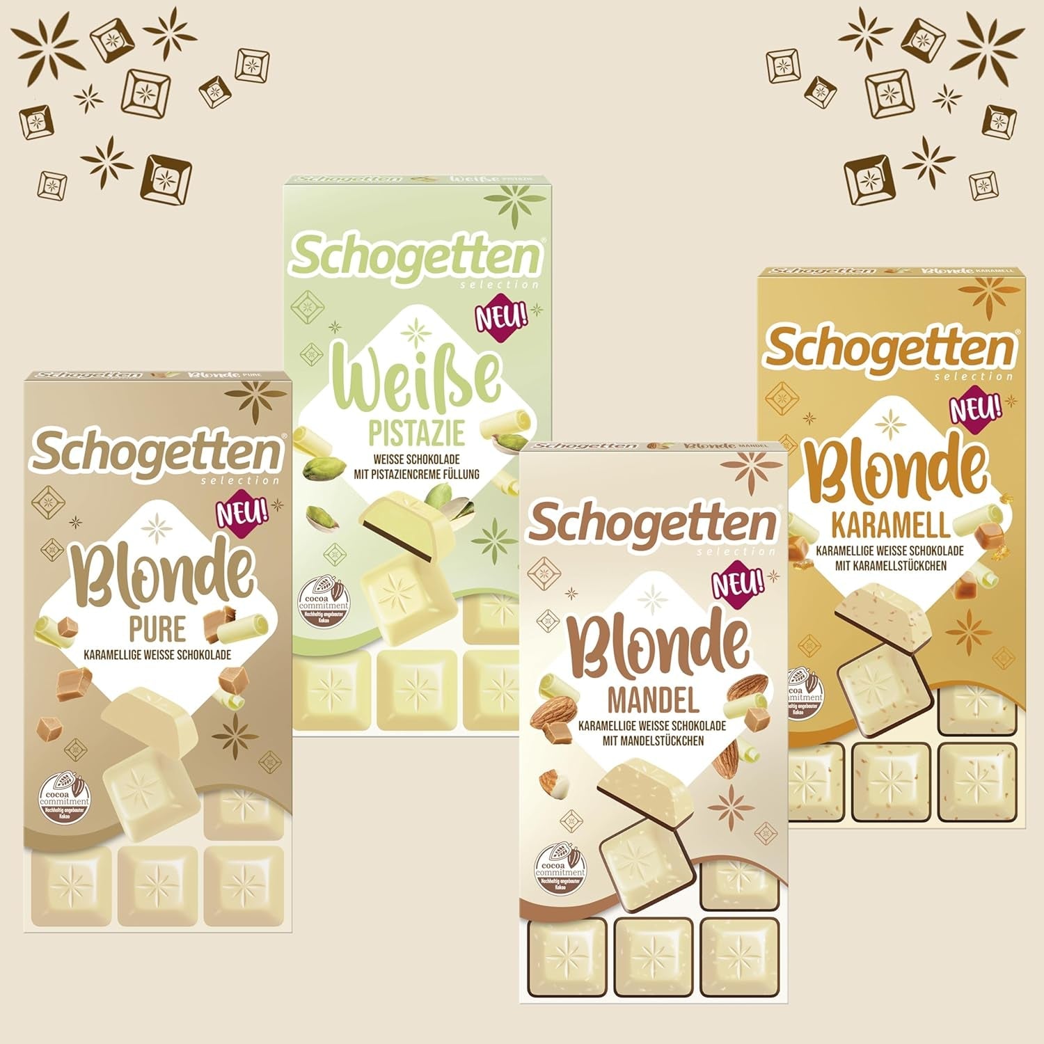 Schogetten Blonde Pure I weiße Schokolade mit Karamell I 100 g I einzeln portioniert (2er Pack)