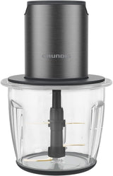 Grundig Delisia Novus CH 7140 Professioneller Multi-Zerkleinerer, 500 Watt, 4 Edelstahlmesser Mit Zirkonium-Beschichtung, 1L Glasbehälter, 2 Stufen, Anti-Slip-Unterlage, Dark Inox/Schwarz Kitchen Naty Shop