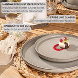 SÄNGER Cairo Clay | 24-teiliges Geschirrset, Steinzeug-Geschirrset für 6 Personen, 6 Teller, 6 Dessertteller, 6 Nudelschalen, 6 Servierschüsseln, graues Geschirrset | DIE VALUE-KOLLEKTION