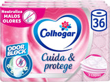 Colcasa Care & Protect 3 x 12 Toilettenpapier mit Geruchsblocker-Technologie, neutralisiert schlechte Gerüche, 36-Rollen-Packung, 3-lagig, frisch duftende rosa Rollen
