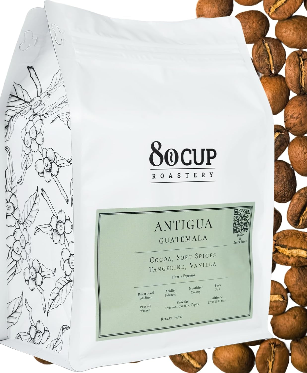 Nach der Bestellung geröstet ~ Frischeste Kaffeespezialitäten | 80 CUP Rösterei | Guatemala Antigua, Single Origin(1kg) Spezialitäten Kaffeebohnen, Frisch geröstet