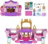 Mattel Disney Princess Verwandlungsspielset Kutsche zum Schloss mit kleiner Aurora-Puppe, 3 Ebenen, 6 Spielbereiche, 4 Figuren, Möbel und Zubehör HWX17 Puppen Naty Shop Mehrfarbig