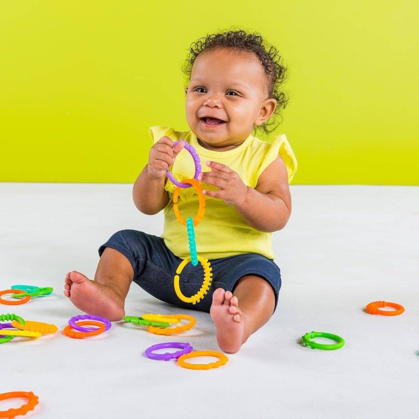 Bright Starts, Oball, Verbindungsglieder der Kinderwagenkette, viele Glieder, faltbar, leicht anzubringen, leicht zu reinigen, perfekt für Reisen, Bebe Toys Naty Shop
