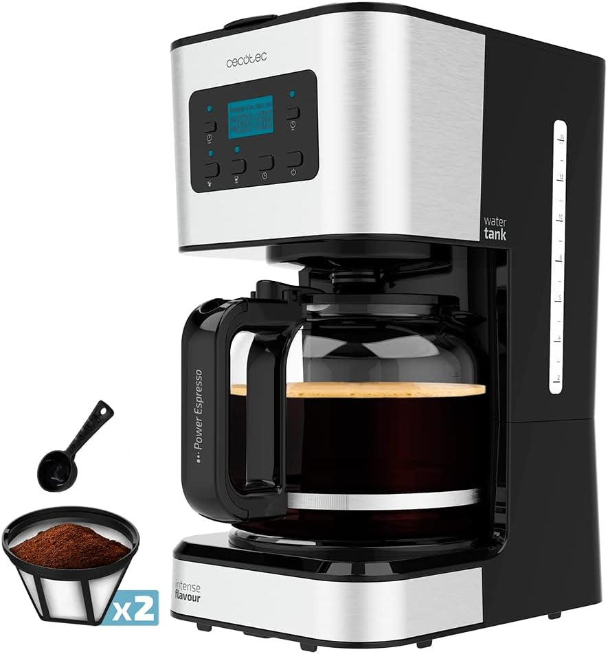 Espresso mit Filter Cecotec Coffee 66 Drop and Touch, Leistung 950 W, 1,5 l, 12 Tassen, Touchscreen, Glaskaraffe, 24-Stunden-Timer, 6 Schalter, wiederverwendbarer Netzfilter
