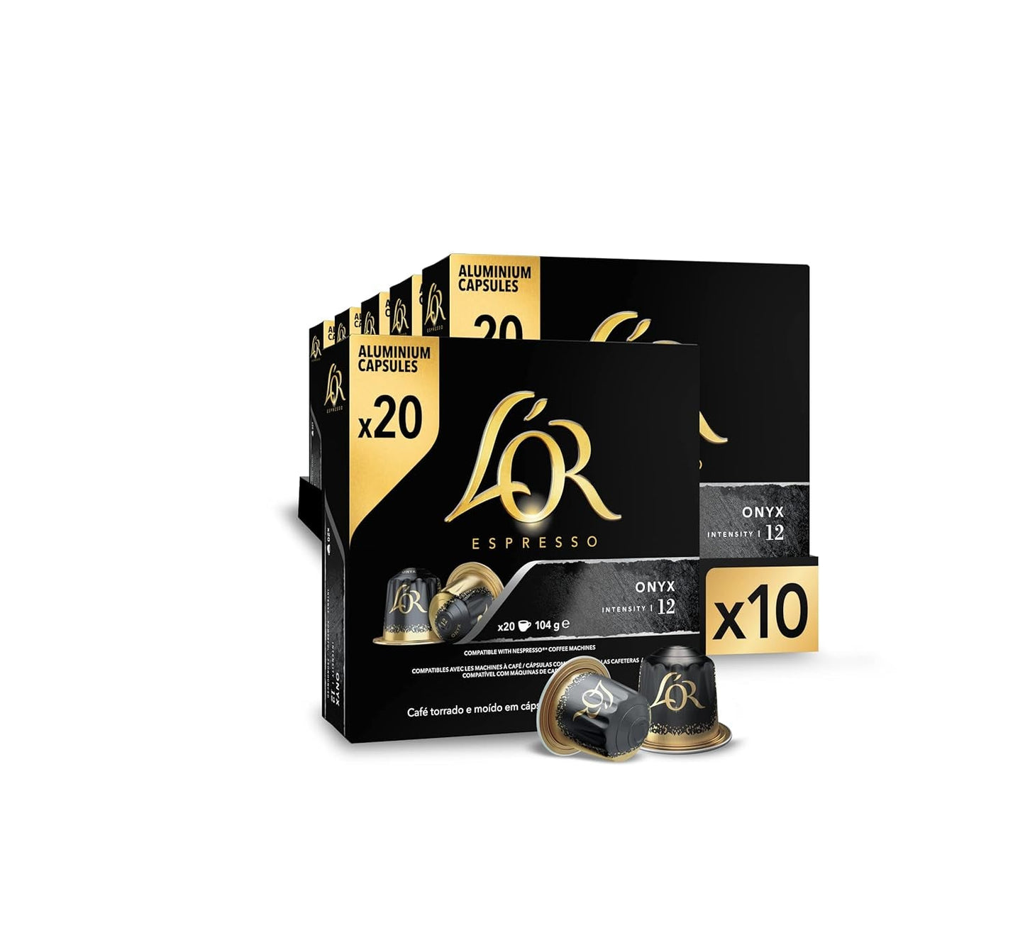 L'OR Espresso Kaffeekapseln Onyx | Intensität 12 | 200 kompatible Nespresso-Kapseln (R)* – exklusiv bei Amazon