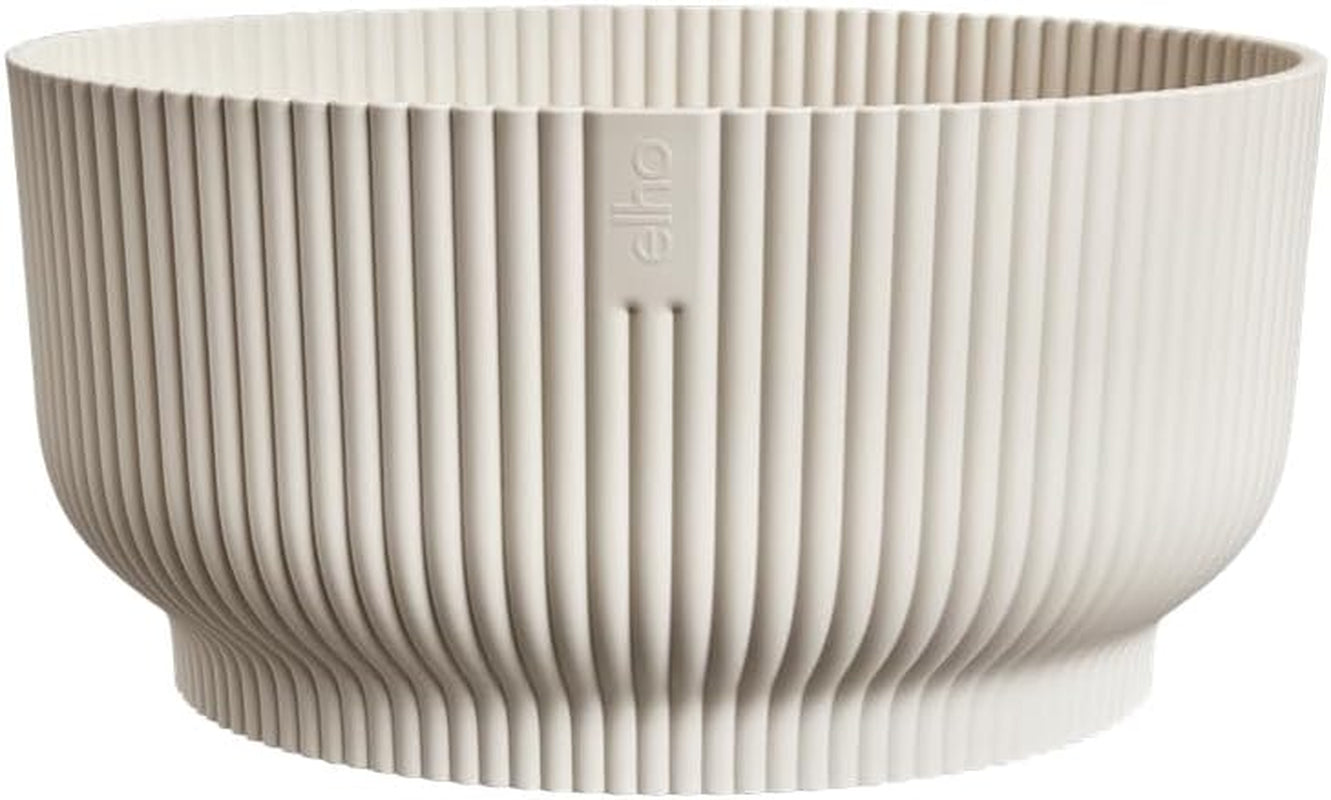 elho Vibes Fold Bowl 25 – Blumentöpfe für den Innenbereich – 100 % recycelter Kunststoff – Ø 24,9 x H 12,1 cm – Weiß/Weißes Leinen