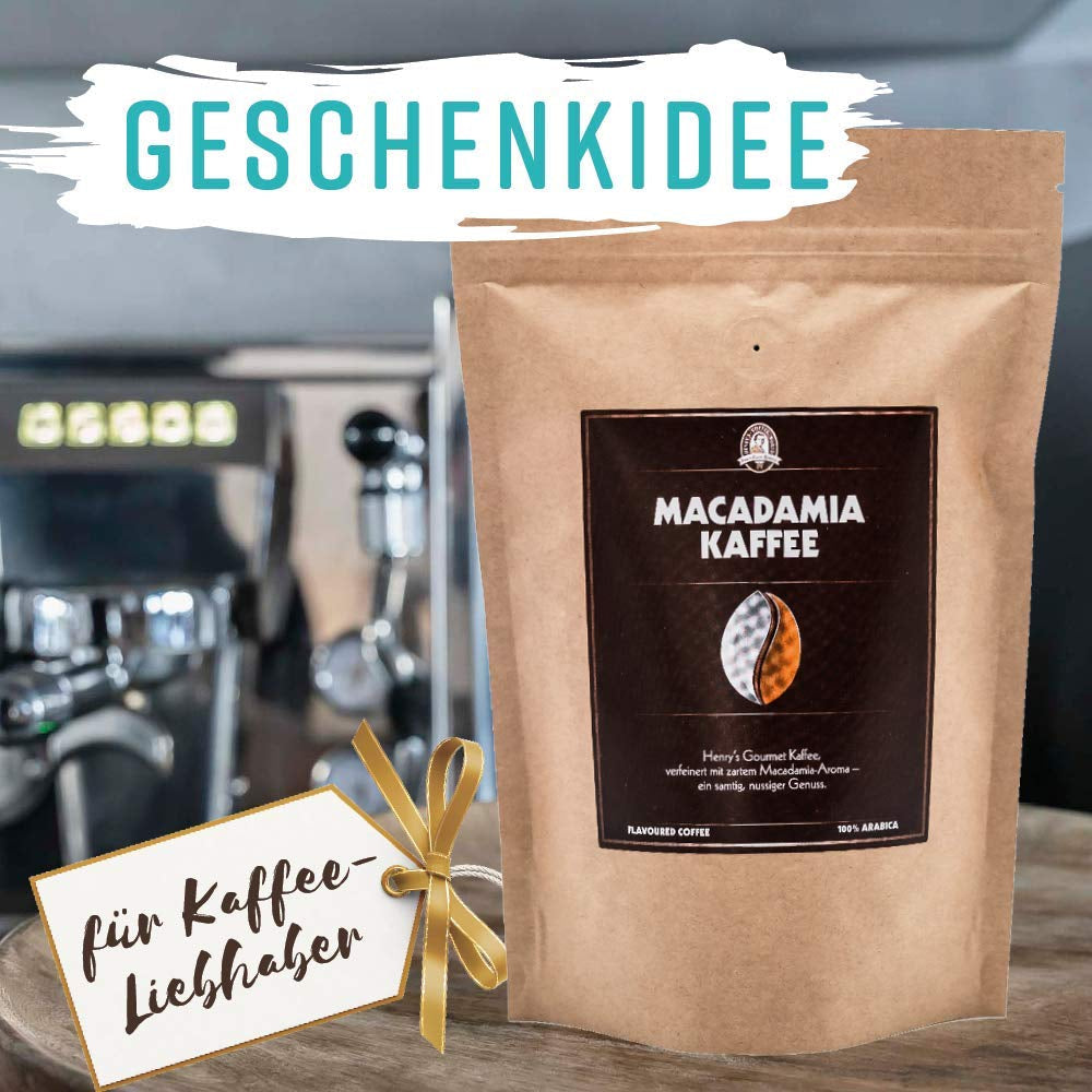 Henry's Macadamia-Kaffee 1000 g – unser raffinierter Gourmet-Kaffee mit den feinsten Aromen – handwerklich geröstet – Premium-Kaffeebohnen