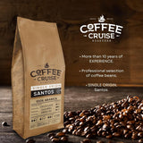 COFFEE CRUISE Santos Kaffeebohnen 1kg – Mittlere Röstung – Aroma Karamell – Für alle Kaffeemaschinen – 100 % arabisch