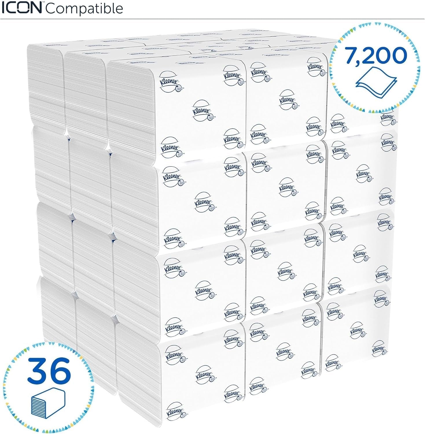 Kleenex Einzelblatt-Toilettenpapier 8408, 2-lagiges Toilettenpapier in Großpackungen, hergestellt aus FSC-zertifiziertem Papier, 36 Packungen x 200 Blatt (7.200 Blatt)