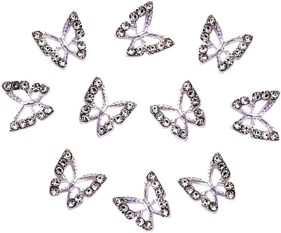 10 Stück Legierung Schmetterling Nagel Charms Metall Nail Art Anhänger Steine ​​für Diamanten Nägel Edelsteine ​​Nagel Schmuck Kunst Dekorationen Nail Art Schmuckherstellung