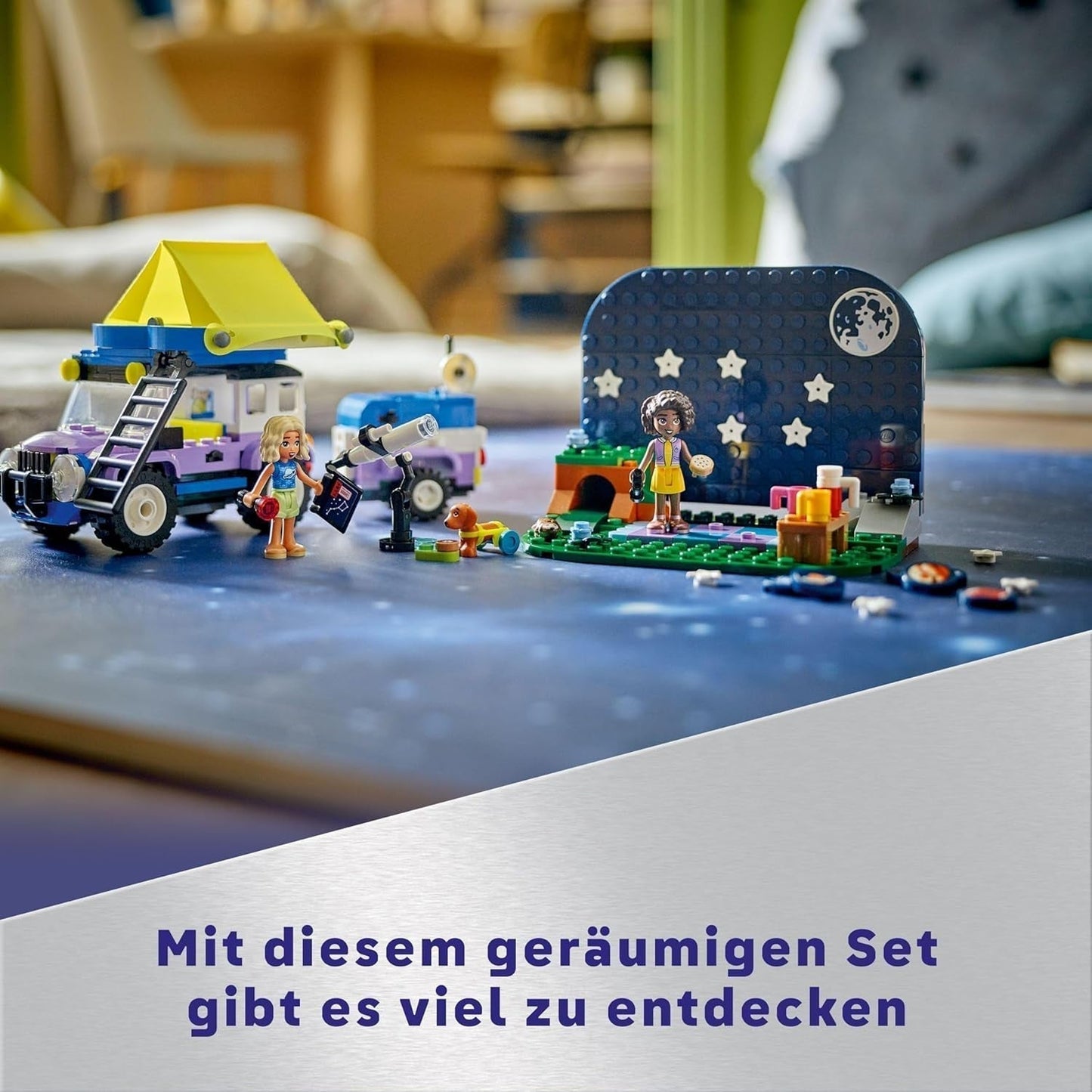 LEGO Friends Stargazer Campingfahrzeug-Set mit Geländefahrzeug und Spielzeugteleskop, Geschenk für Mädchen und Jungen ab 7 Jahren, inklusive Spielfiguren Nova, Aliya und einem Hund 42603 Bausets Besuchen Sie den LEGO-Store
