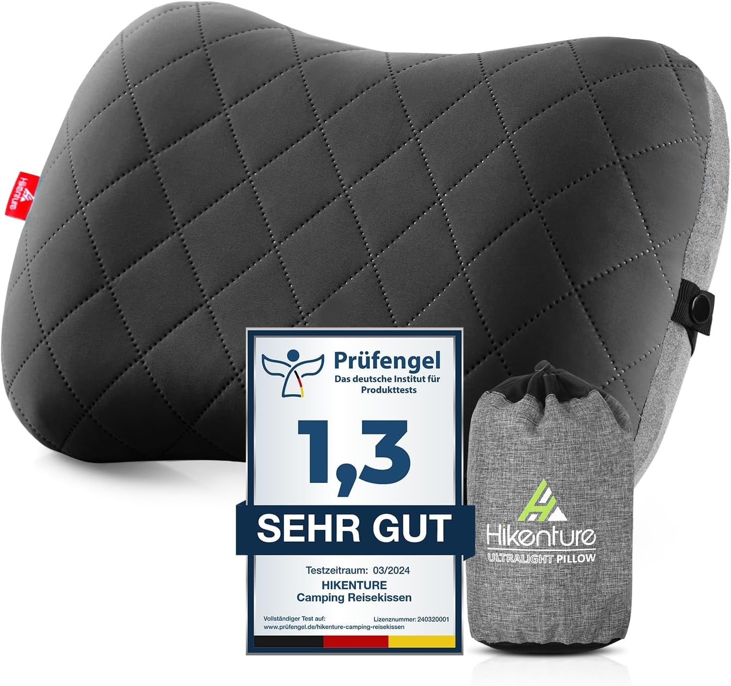 HIKENTURE Aufblasbares Camping-/Reisekissen mit abnehmbarem Kissenbezug, ergonomisches Kissen, bequemes Nackenkissen für Reisen/Outdoor, aufblasbares Reise-Nackenkissen (grün) ... Orthopädische Nackenkissen Naty Shop Schwarz
