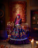 2022 Día De Muertos Barbie-Puppe mit gerüschtem Trachtenkleid, Blumenkranz und Calavera-Gesichtsbemalung, Geschenk für Sammler