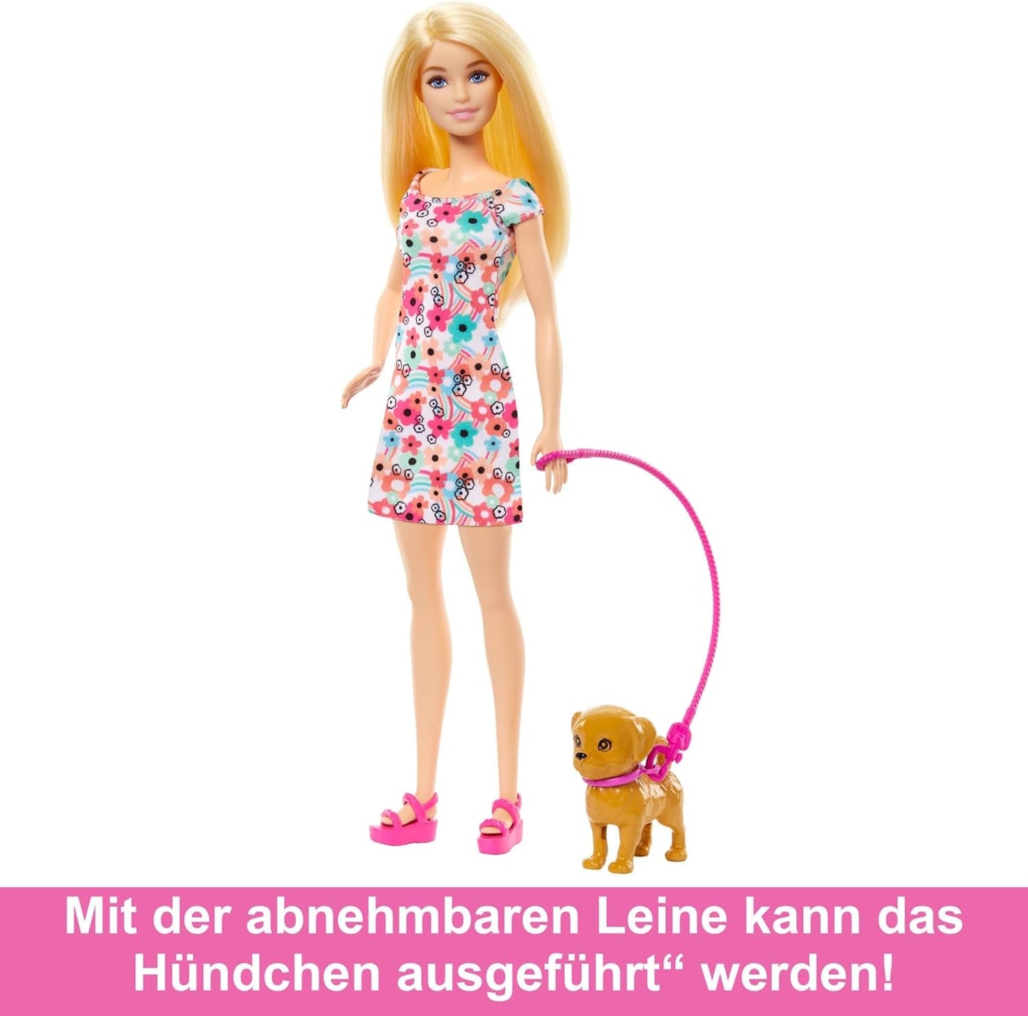 Barbie Dog Duo Puppe und Zubehör, einschließlich Welpe und großer Hund mit Rollstuhl, Leine, Futternapf, Haustierbett und Knochenbelohnungen, für Kinder ab 3 Jahren, HTK37