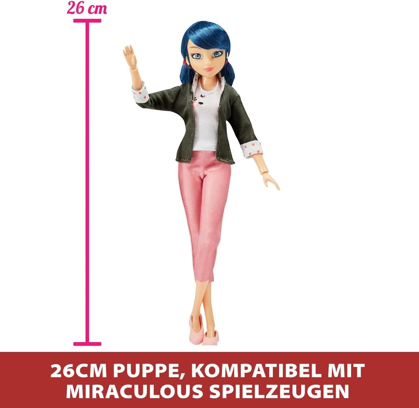 BANDAI – Miraculous Ladybug – Modepuppe Marinette und Ladybug – 26 cm große Gelenkpuppe mit 2 Outfits – Miraculous Toy Gelenkpuppe – Spielzeug für Kinder ab 4 Jahren – P50355
