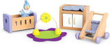 Hape Babyzimmer – Puppenzimmer-Set aus Holz, Babypuppenmöbel, Puppenhauszubehör für Kleinkinder, Miniatur-Babyzimmer mit Schaukel und Zubehör, Rollenspiel für 3-Jährige
