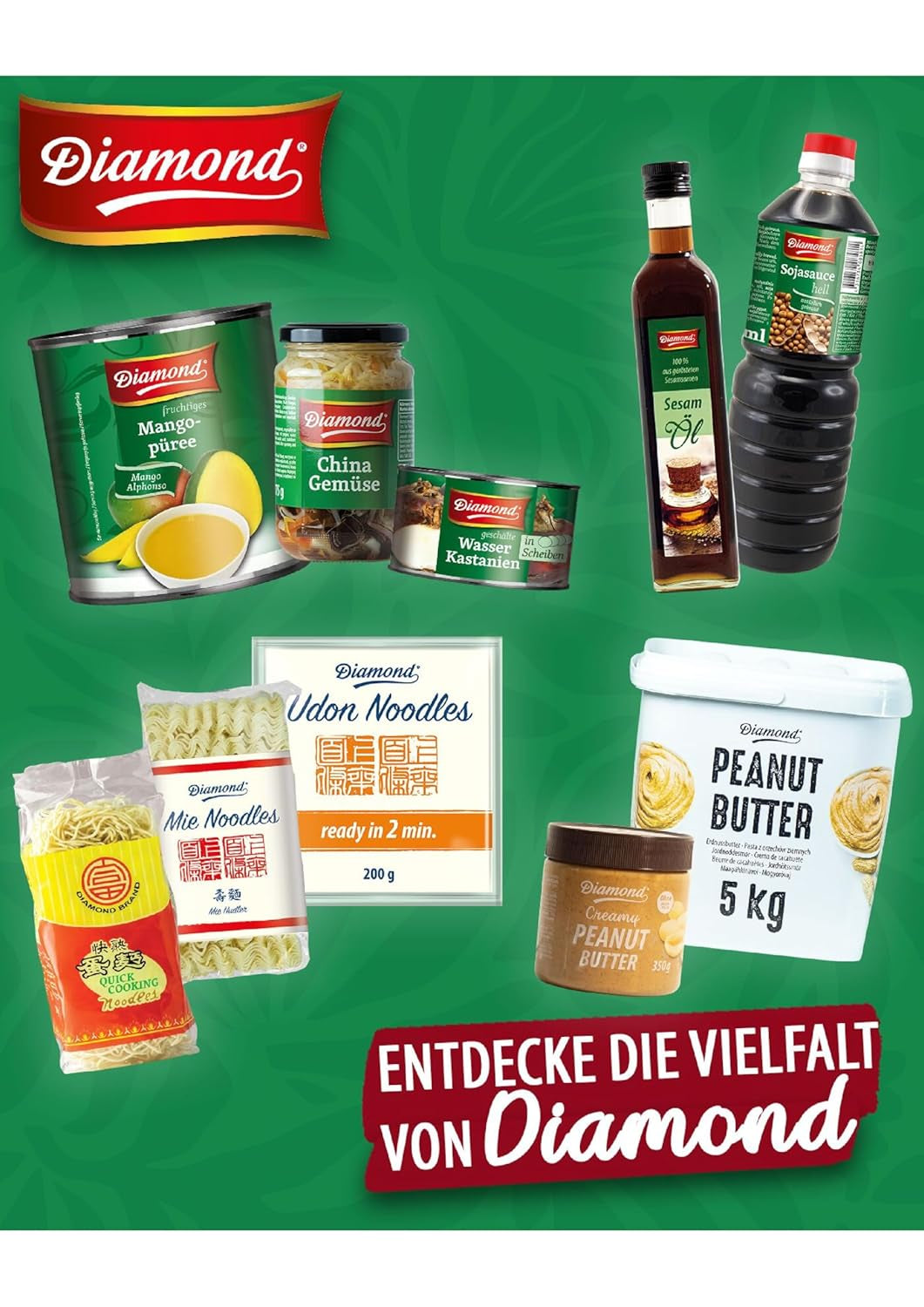 DIAMOND Instant-Nudeln ohne Ei, Instant-Wok-Nudeln aus Weizenmehl und Beilagen – 4 x 500 g